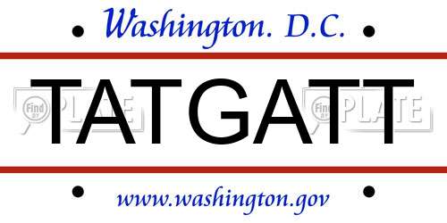 TATGATT District Of Columbia License Plate