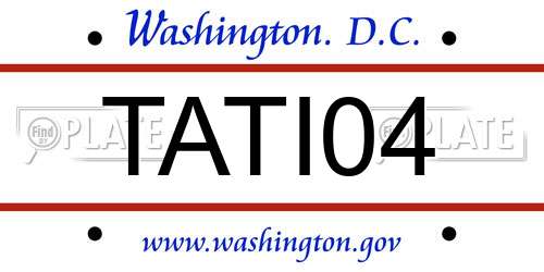 TATI04 District Of Columbia License Plate
