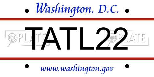 TATL22 District Of Columbia License Plate