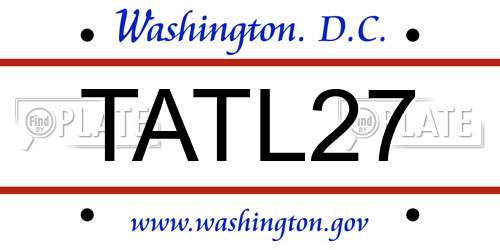 TATL27 District Of Columbia License Plate