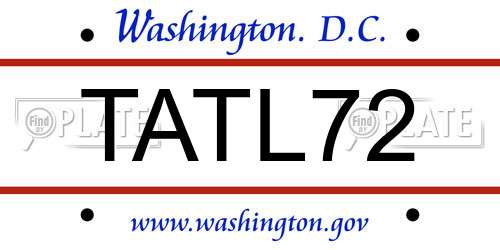 TATL72 District Of Columbia License Plate