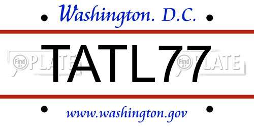 TATL77 District Of Columbia License Plate