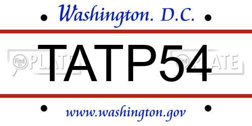 TATP54 District Of Columbia License Plate