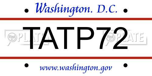 TATP72 District Of Columbia License Plate