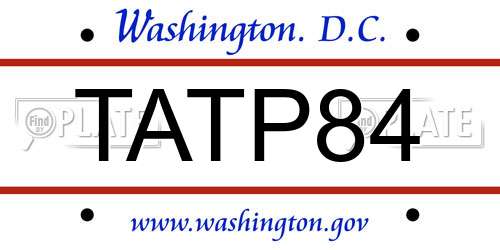 TATP84 District Of Columbia License Plate