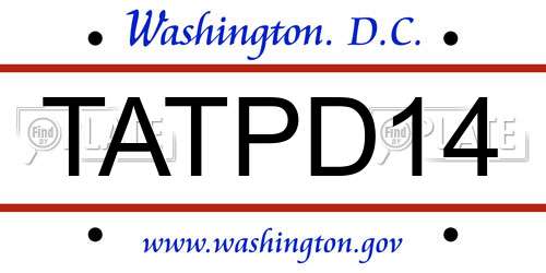 TATPD14 District Of Columbia License Plate