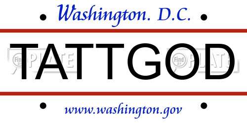 TATTGOD District Of Columbia License Plate