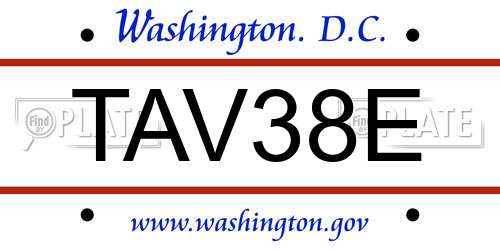 TAV38E District Of Columbia License Plate