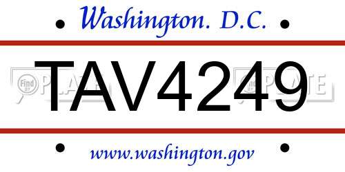TAV4249 District Of Columbia License Plate
