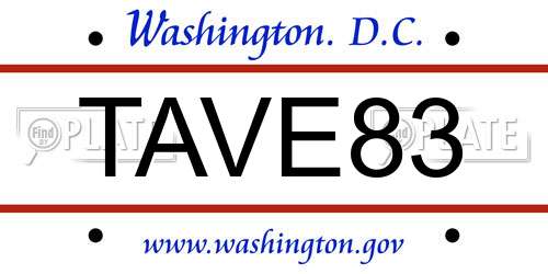 TAVE83 District Of Columbia License Plate