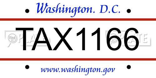 TAX1166 District Of Columbia License Plate