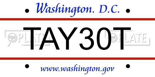 TAY30T District Of Columbia License Plate