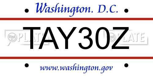 TAY30Z District Of Columbia License Plate