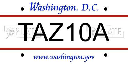 TAZ10A District Of Columbia License Plate