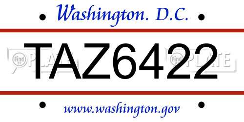 TAZ6422 District Of Columbia License Plate