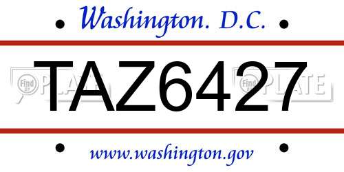 TAZ6427 District Of Columbia License Plate