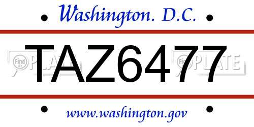 TAZ6477 District Of Columbia License Plate