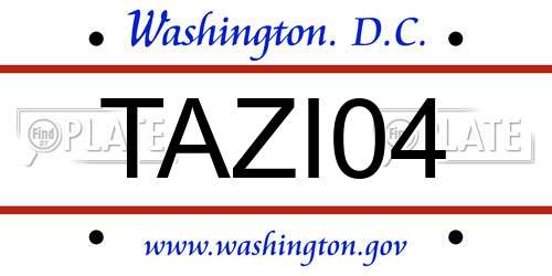 TAZI04 District Of Columbia License Plate