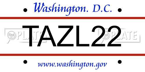 TAZL22 District Of Columbia License Plate