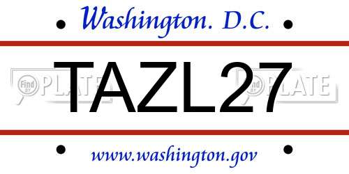 TAZL27 District Of Columbia License Plate