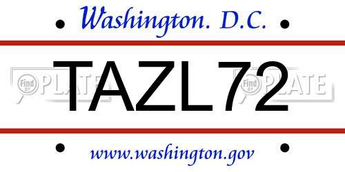 TAZL72 District Of Columbia License Plate