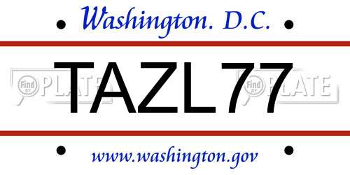TAZL77 District Of Columbia License Plate
