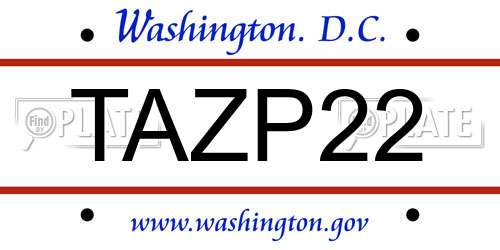 TAZP22 District Of Columbia License Plate