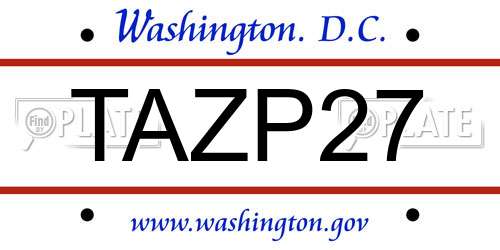 TAZP27 District Of Columbia License Plate