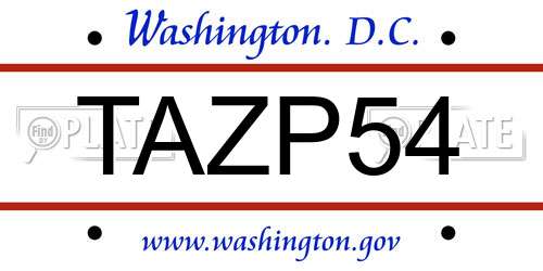 TAZP54 District Of Columbia License Plate