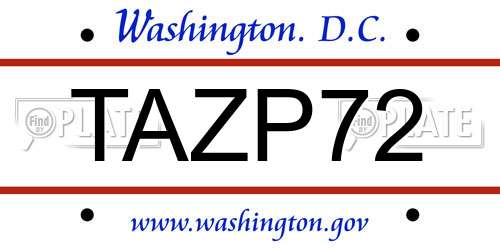 TAZP72 District Of Columbia License Plate