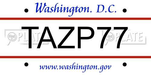 TAZP77 District Of Columbia License Plate