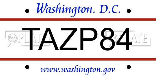 TAZP84 District Of Columbia License Plate