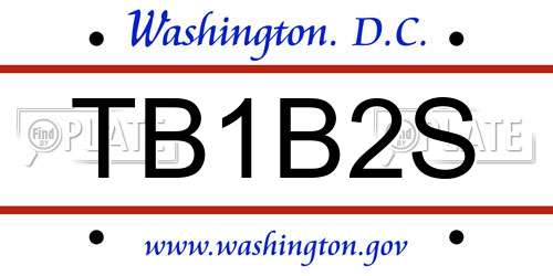 TB1B2S District Of Columbia License Plate