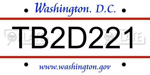 TB2D221 District Of Columbia License Plate