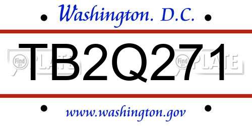 TB2Q271 District Of Columbia License Plate