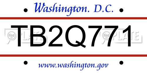 TB2Q771 District Of Columbia License Plate