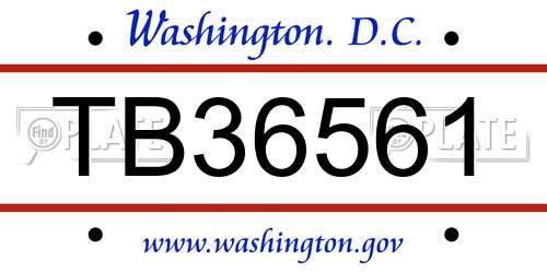TB36561 District Of Columbia License Plate