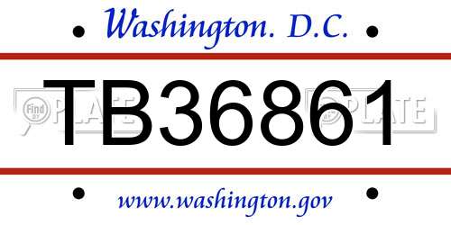 TB36861 District Of Columbia License Plate