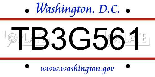 TB3G561 District Of Columbia License Plate