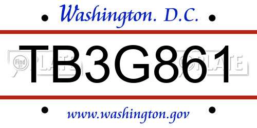 TB3G861 District Of Columbia License Plate