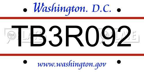 TB3R092 District Of Columbia License Plate
