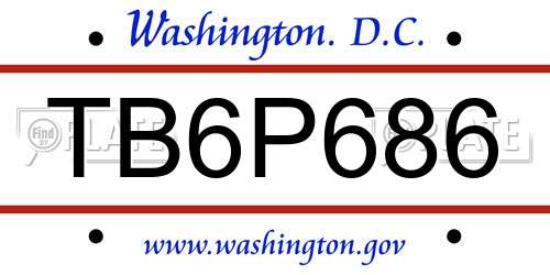 TB6P686 District Of Columbia License Plate