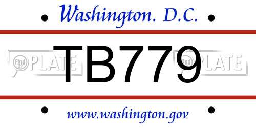 TB779 District Of Columbia License Plate