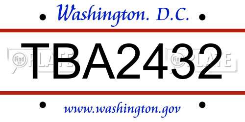 TBA2432 District Of Columbia License Plate