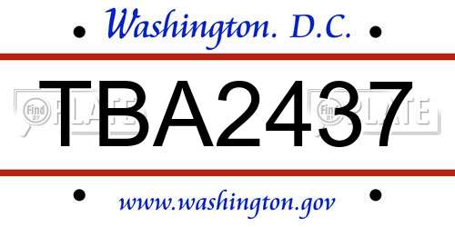 TBA2437 District Of Columbia License Plate