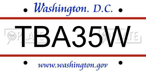 TBA35W District Of Columbia License Plate