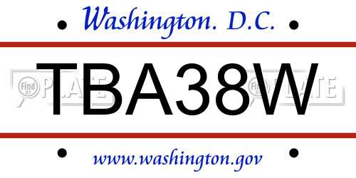 TBA38W District Of Columbia License Plate