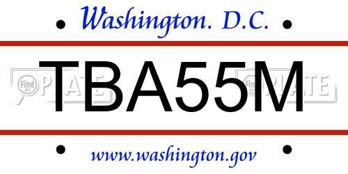 TBA55M District Of Columbia License Plate