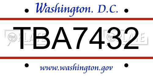TBA7432 District Of Columbia License Plate