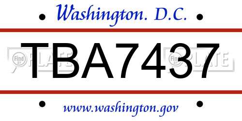 TBA7437 District Of Columbia License Plate
